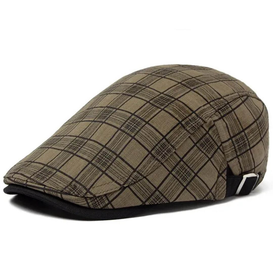 Linen-Cotton Plaid Flat Cap | WELLINGTON