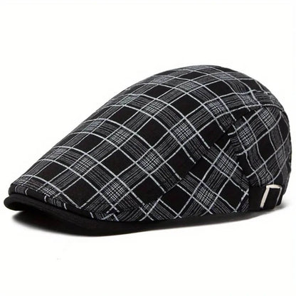 Linen-Cotton Plaid Flat Cap | WELLINGTON