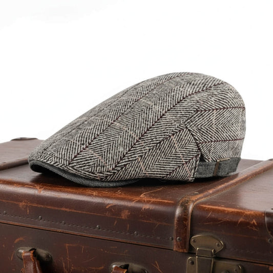 Herringbone Cotton Knitted Flat Cap | LAWTON
