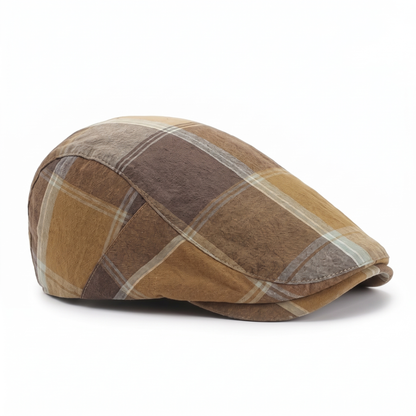 Plaid Cotton Flat Cap | SCRANTON