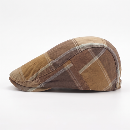 Plaid Cotton Flat Cap | SCRANTON